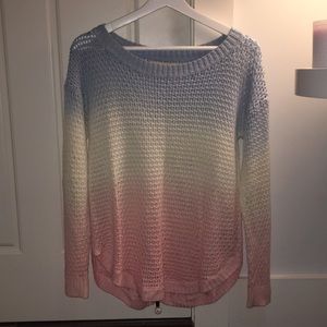 Blue/White/Pink Ombre Crochet Sweater